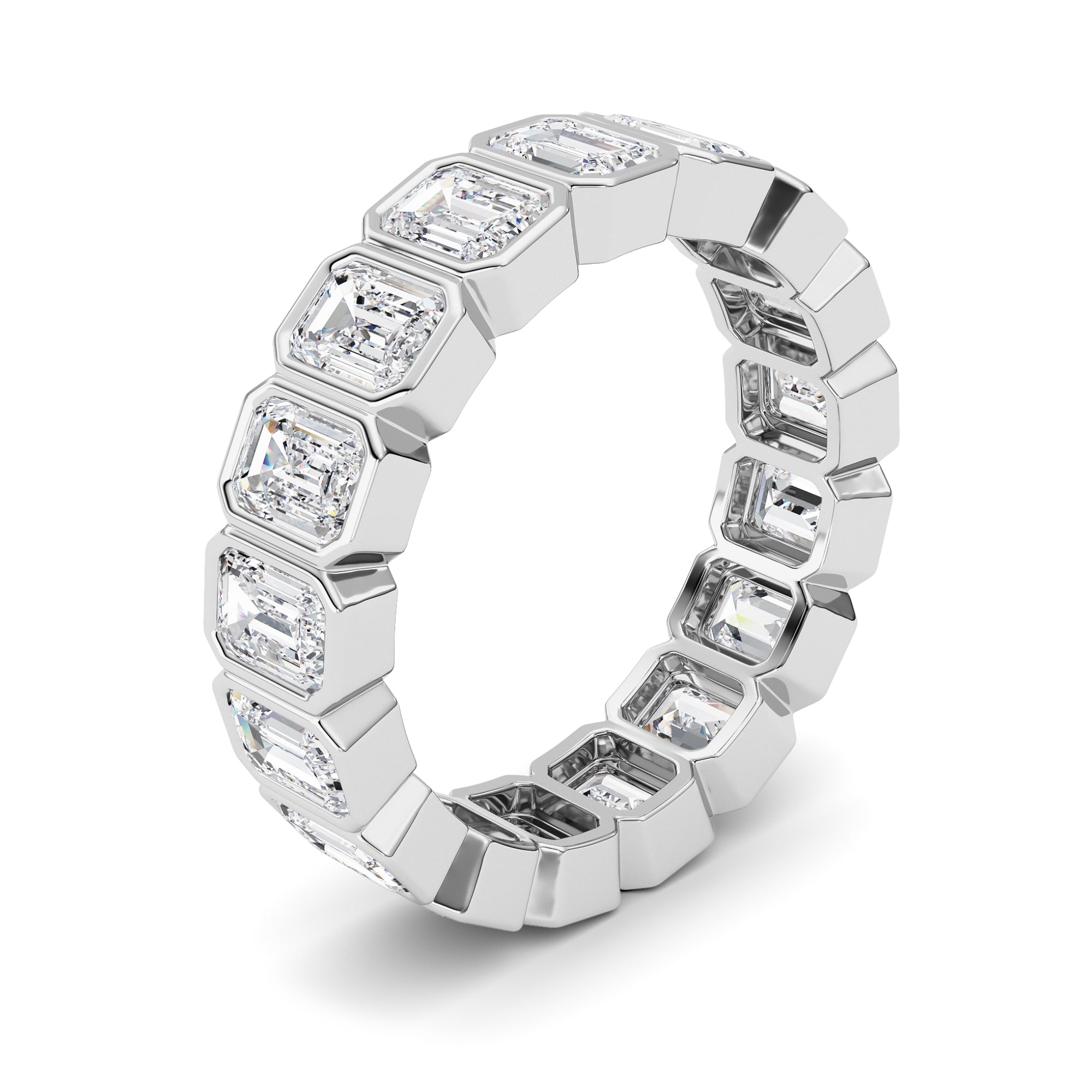 4.25CTW Emerald Shaped Lab Grown Diamond (F/VS) Eternity Band Ring in 14K Gold - Size 7