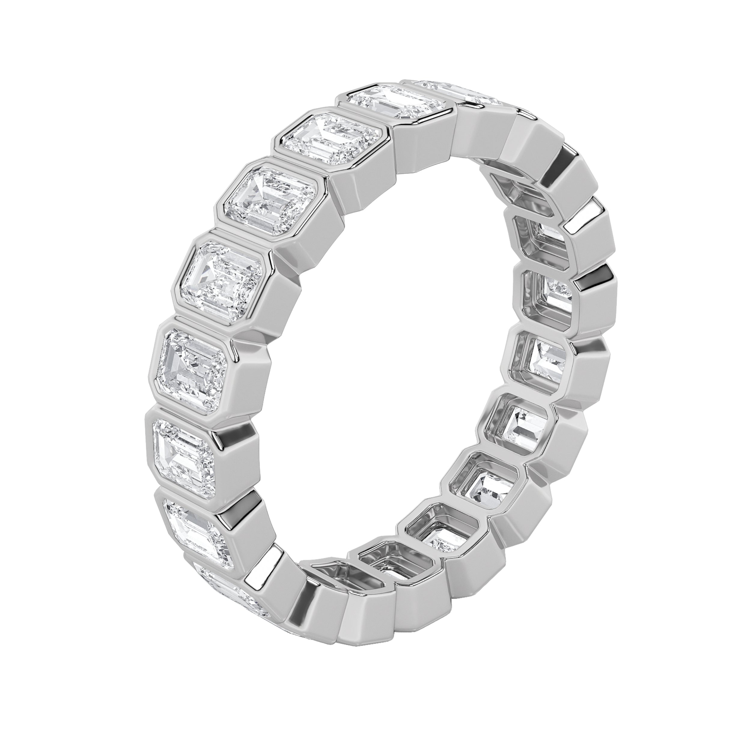 4.25CTW Emerald Shaped Lab Grown Diamond (F/VS) Eternity Band Ring in 14K Gold - Size 7