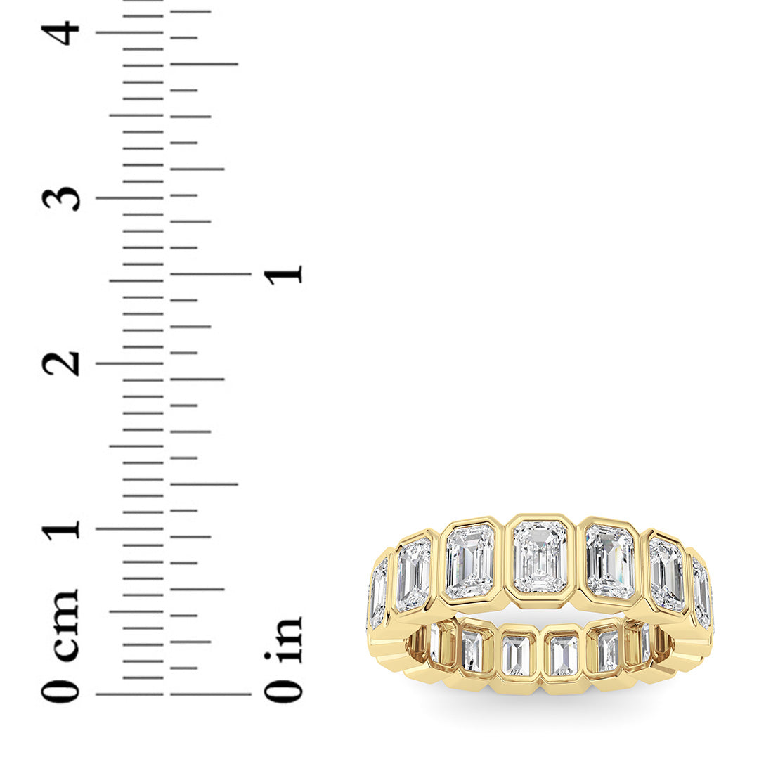 4.25CTW Emerald Shaped Lab Grown Diamond (F/VS) Eternity Band Ring in 14K Gold - Size 8