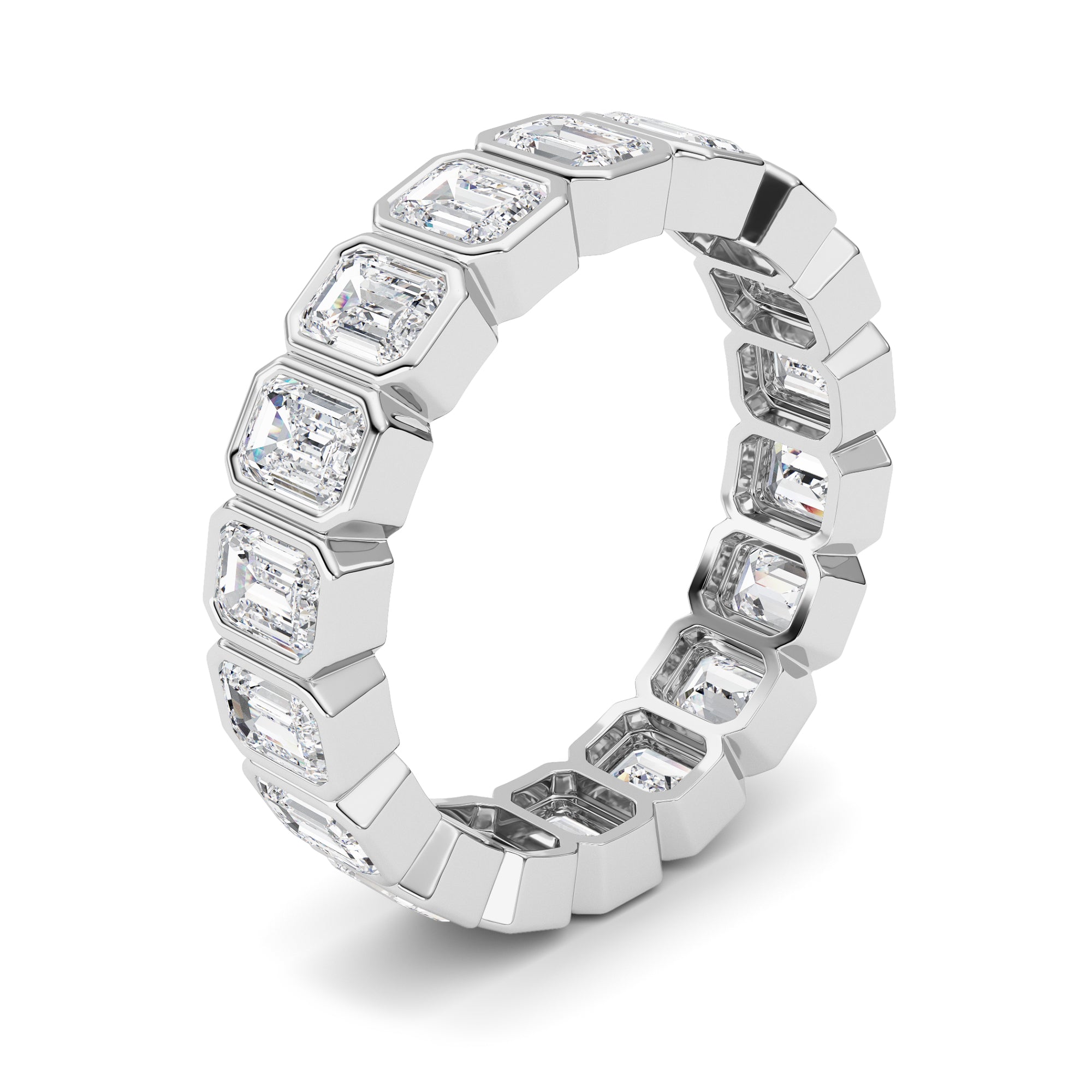 4.5CTW Emerald Shaped Lab Grown Diamond (F/VS) Eternity Band Ring in 14K Gold - Size 9