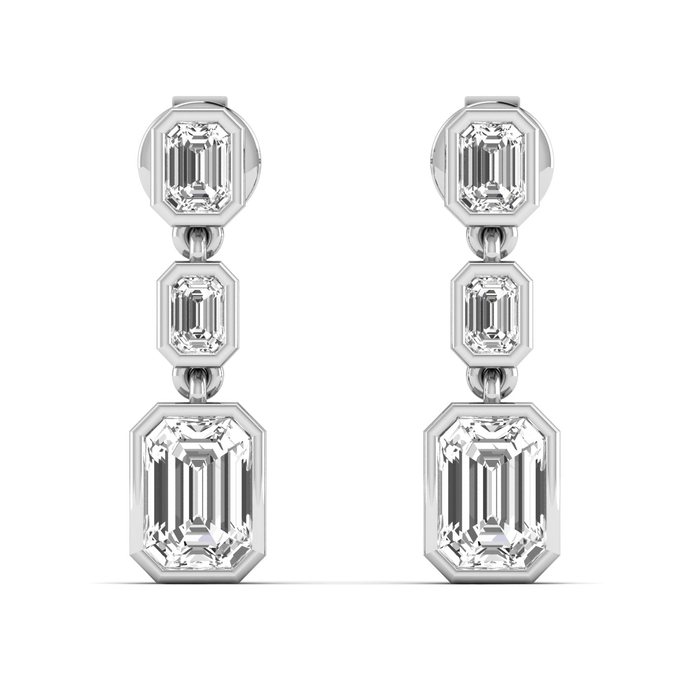 Lab Grown Diamond LGD Emerald Cut Drop Earrings