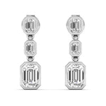 Lab Grown Diamond LGD Emerald Cut Drop Earrings