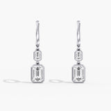 Lab Grown Diamond LGD Emerald Cut Drop Earrings