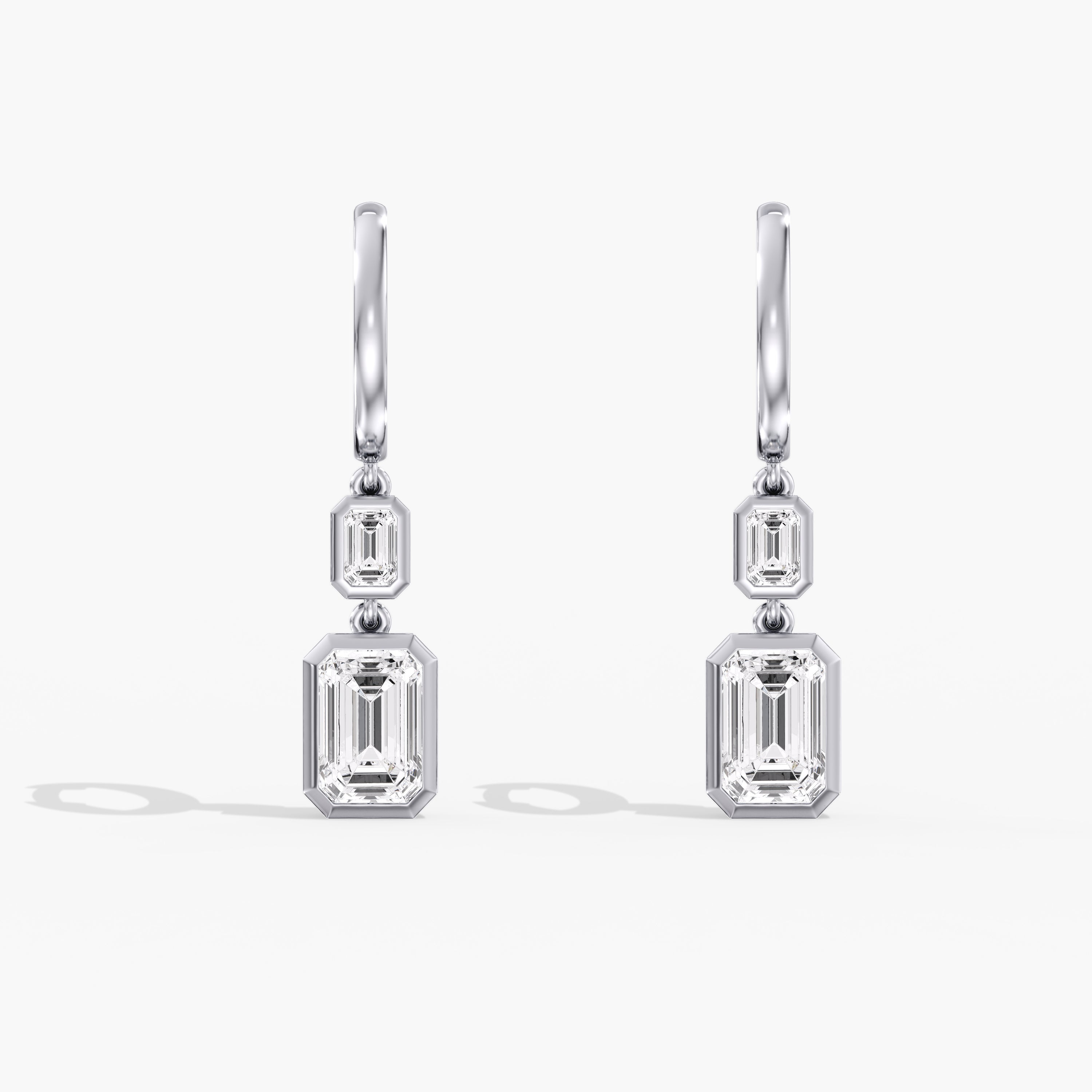 Lab Grown Diamond LGD Emerald Cut Drop Earrings