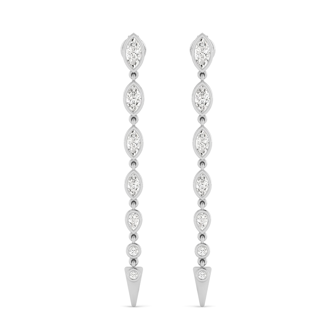 Lab Grown Diamond LGD Marquise & Round Drop Earrings