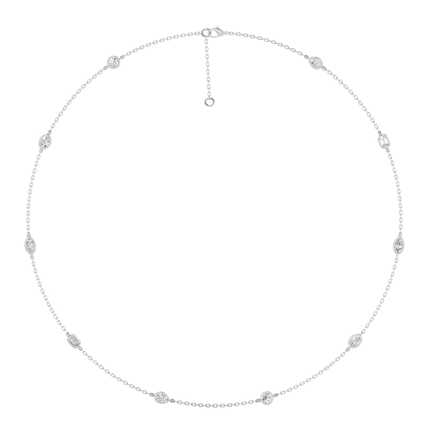 Lab Grown LGD Multi-Shape Stationary Necklace