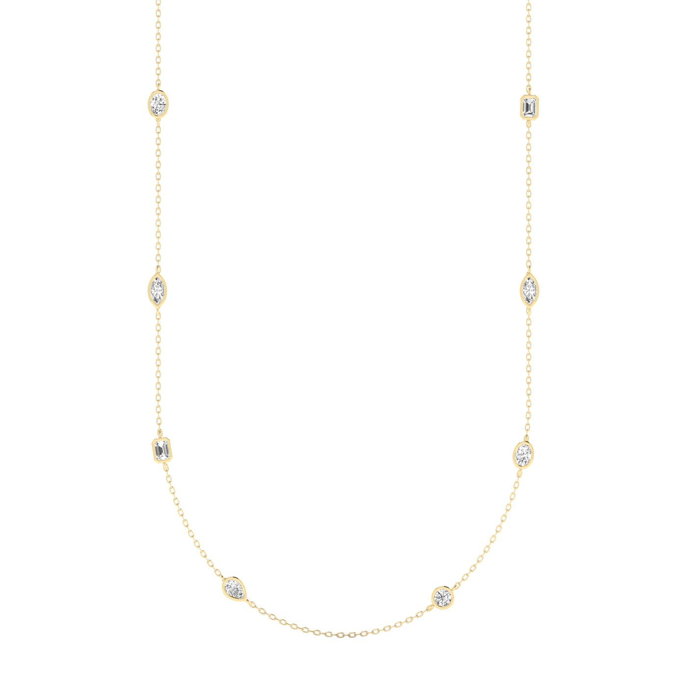 Lab Grown LGD Multi-Shape Stationary Necklace