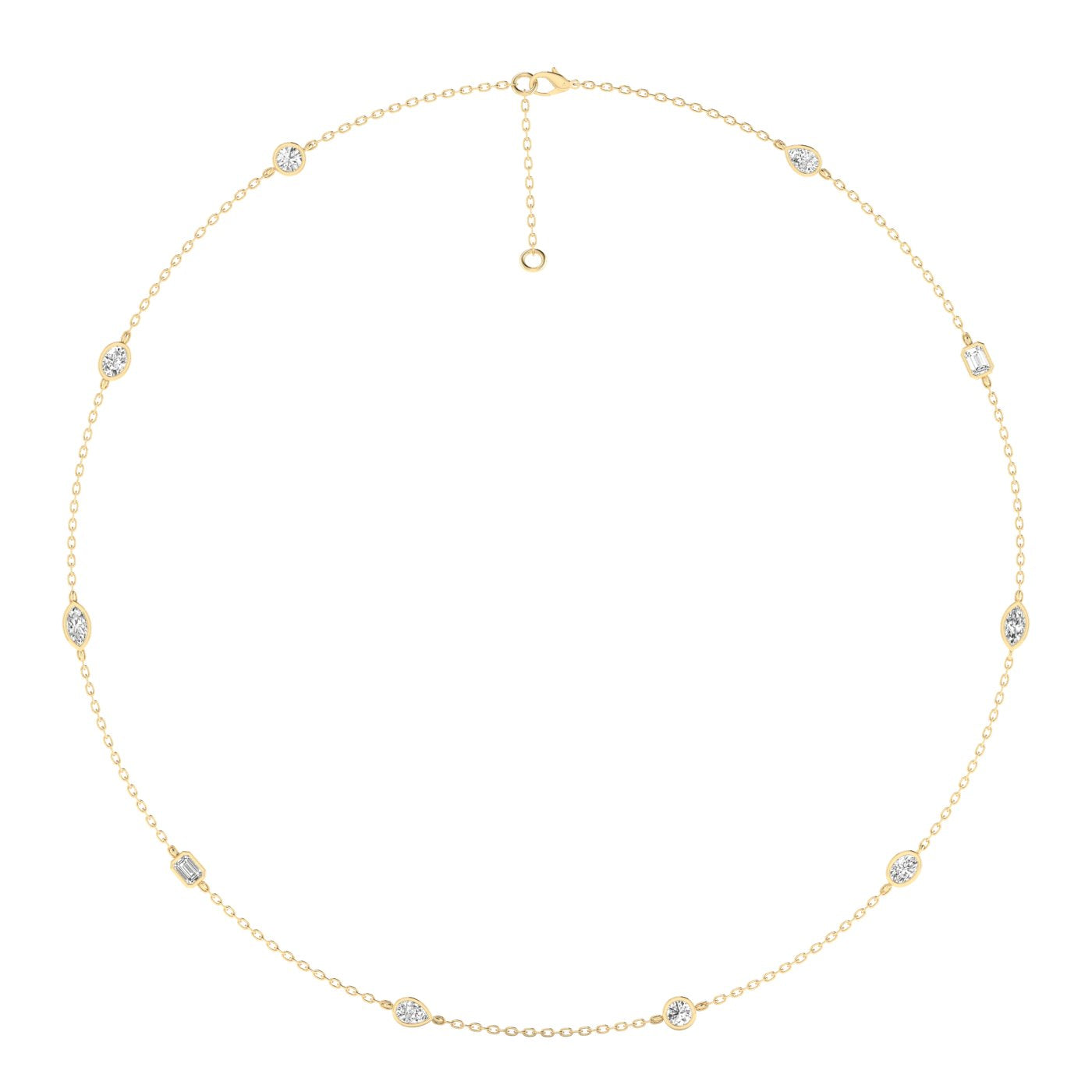 Lab Grown LGD Multi-Shape Stationary Necklace