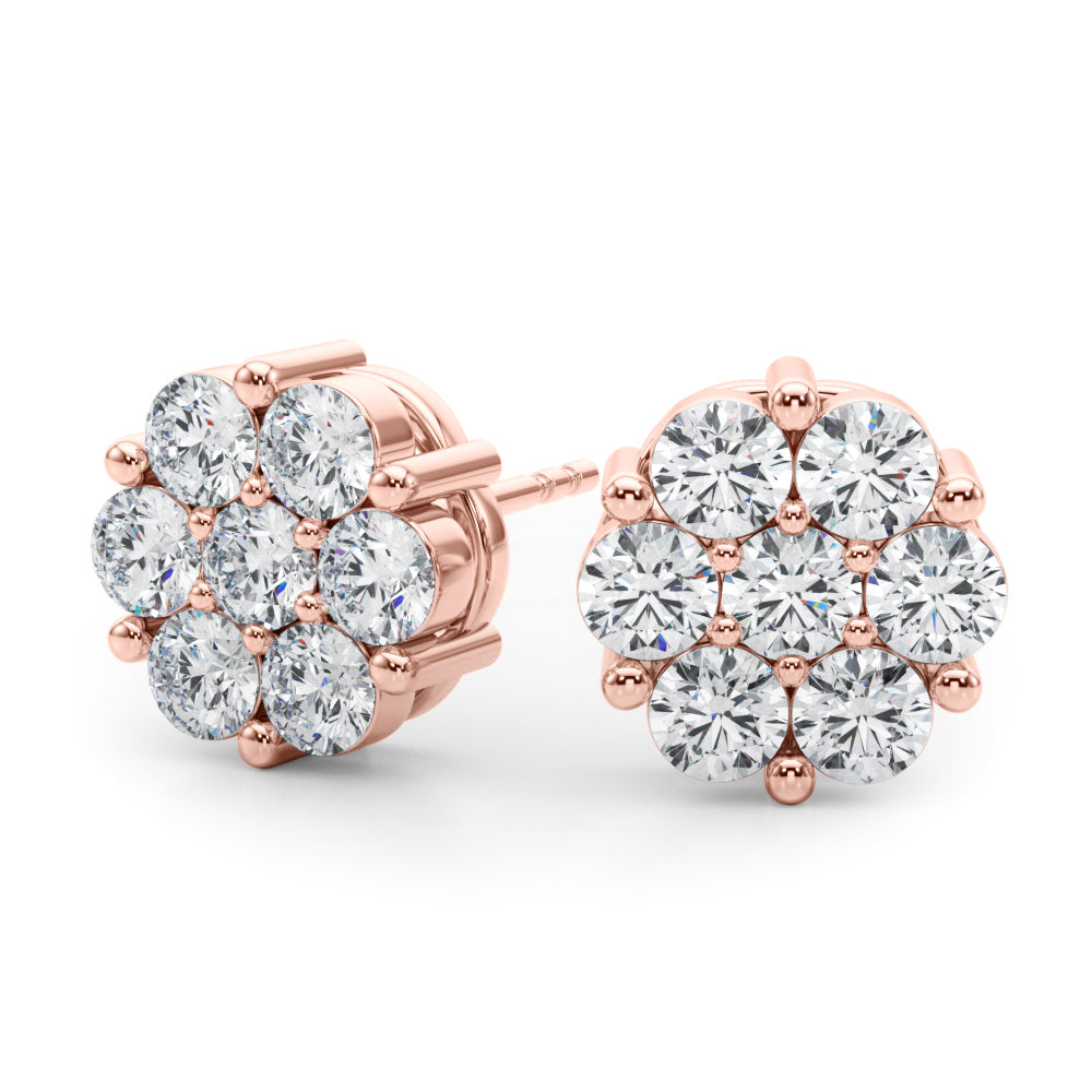 Lab-Grown Diamond Flower Cluster Earrings