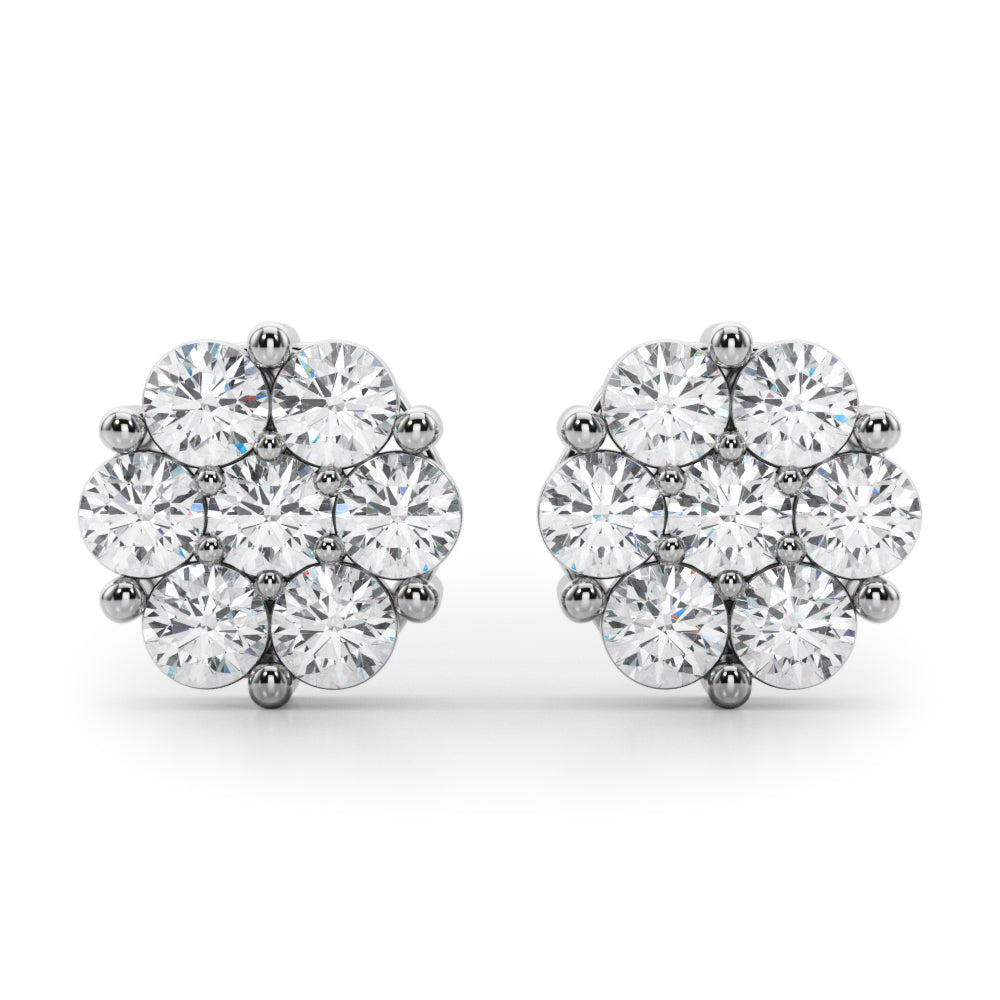 Lab-Grown Diamond Flower Cluster Earrings