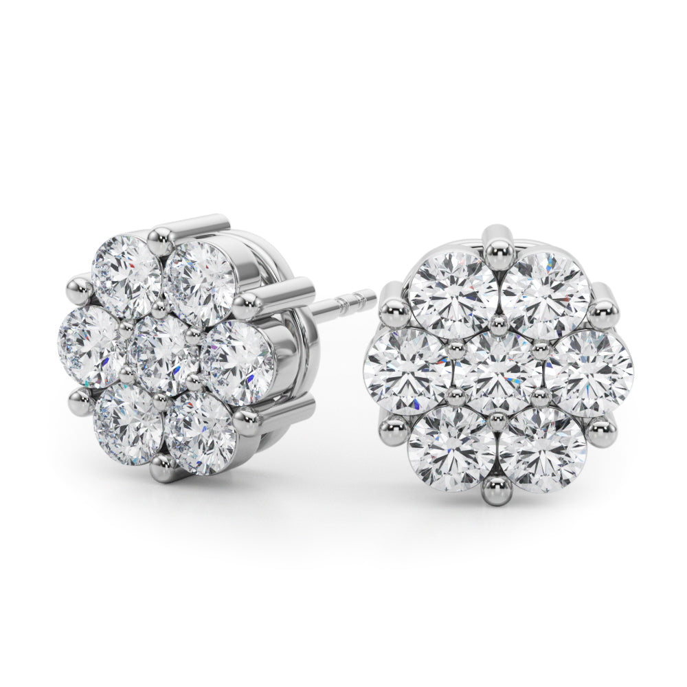 Lab-Grown Diamond Flower Cluster Earrings
