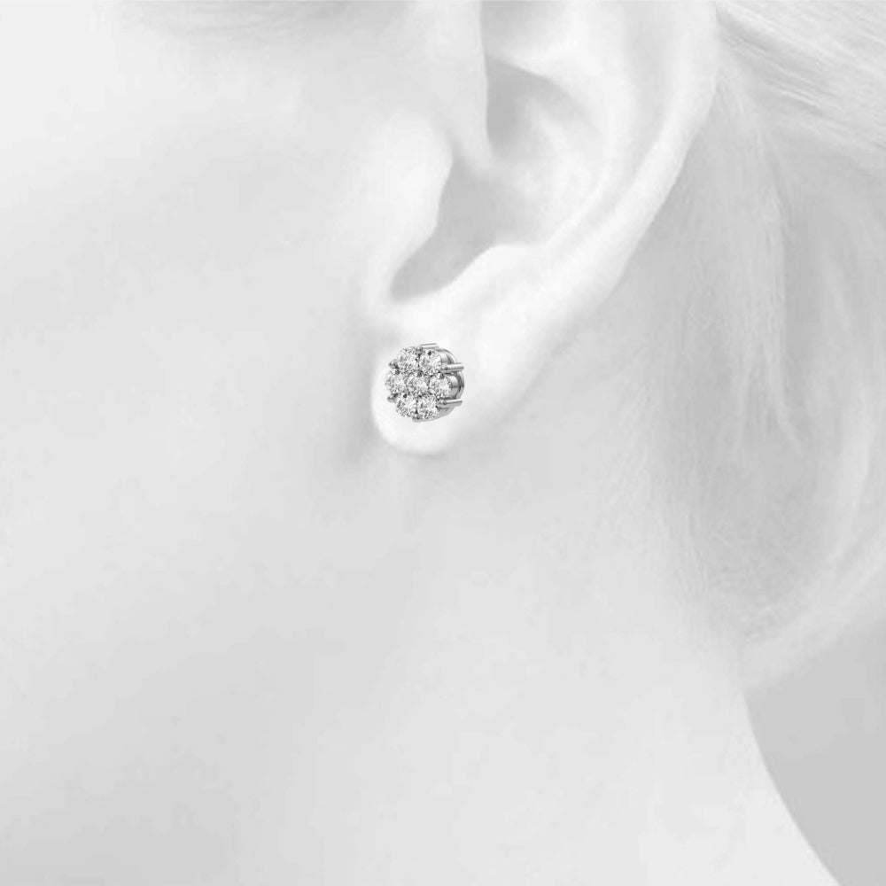 Lab-Grown Diamond Flower Cluster Earrings