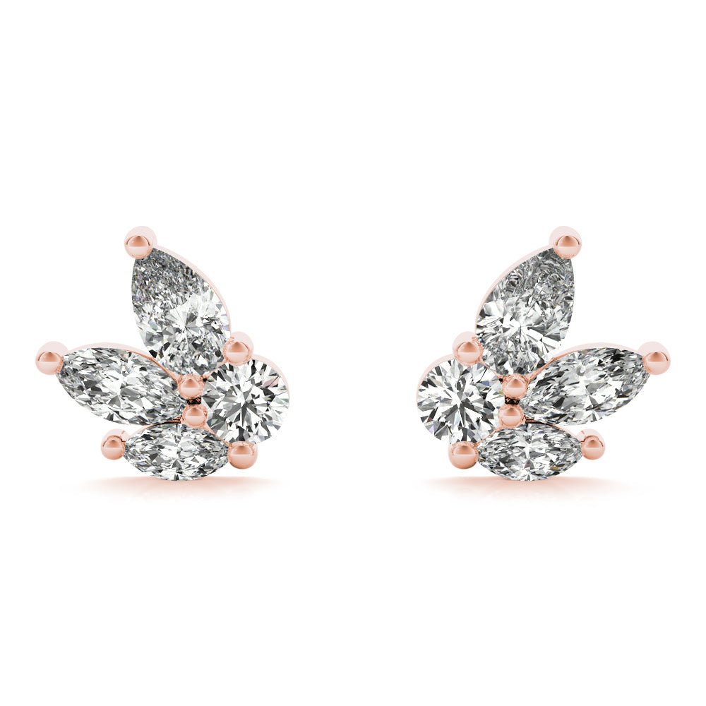 Lab-Grown Diamond Marquise Cluster Stud Earrings