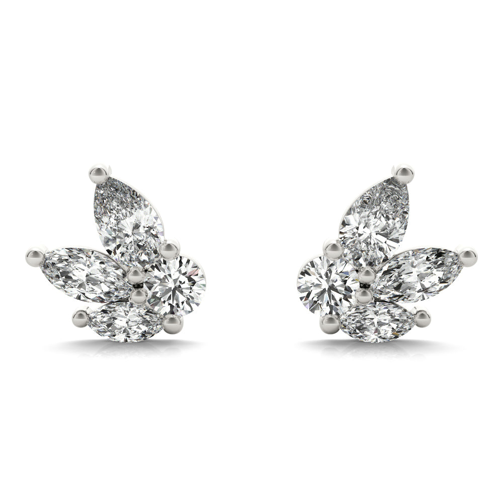 Lab-Grown Diamond Marquise Cluster Stud Earrings