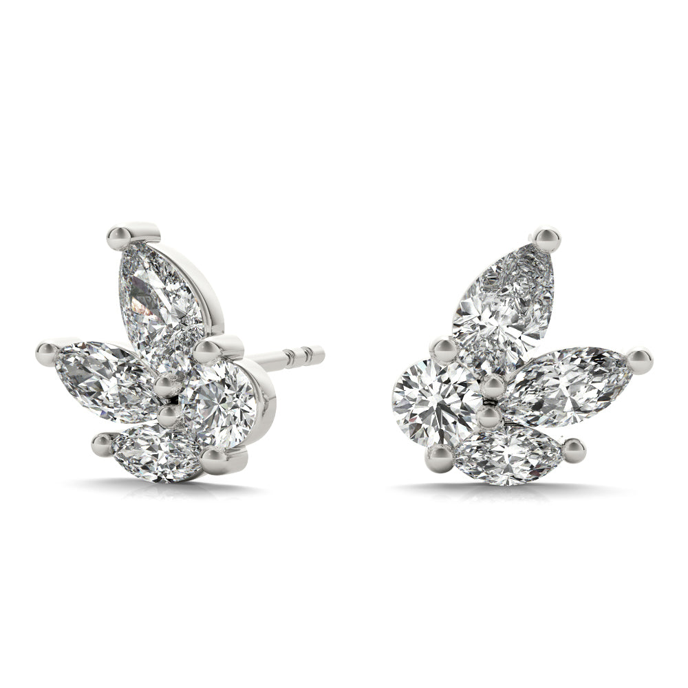 Lab-Grown Diamond Marquise Cluster Stud Earrings
