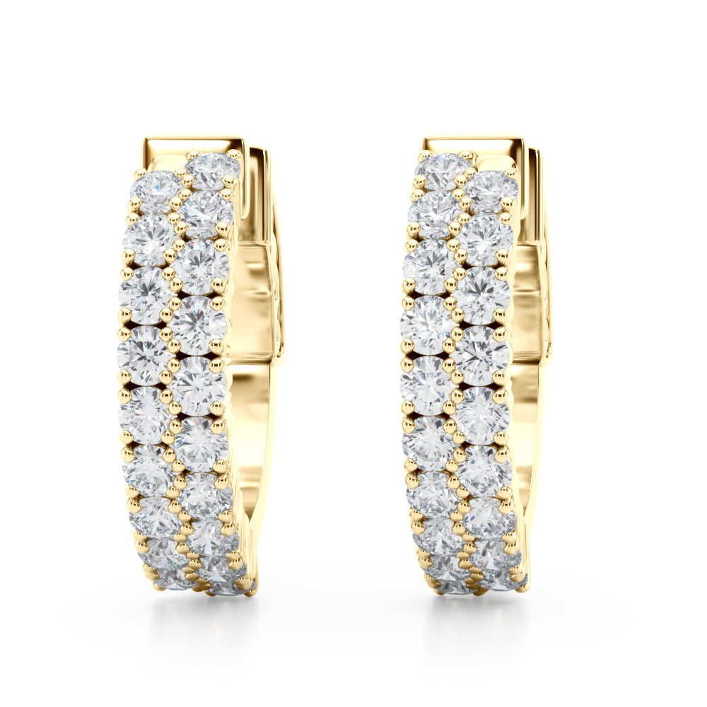 Lab Grown Double Row Hoop Earrings