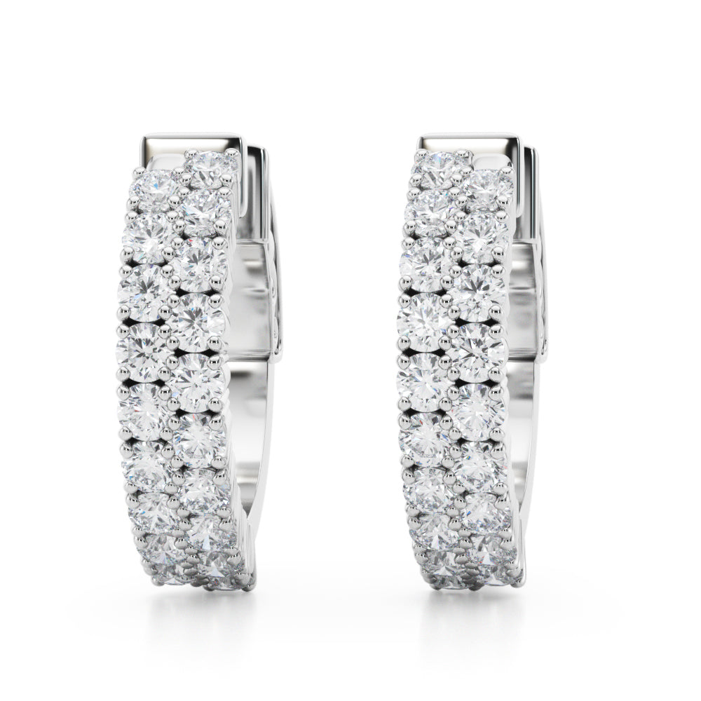 Lab Grown Double Row Hoop Earrings