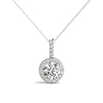 Lab Grown Solitaire Halo Pendant