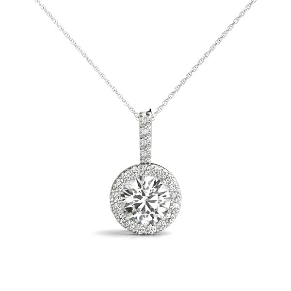 Lab Grown Solitaire Halo Pendant