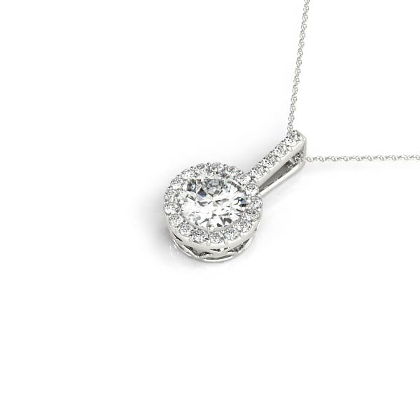 Lab Grown Solitaire Halo Pendant