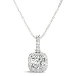 Lab Grown Cushion Cut Halo Pendant