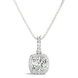 Lab Grown Cushion Cut Halo Pendant