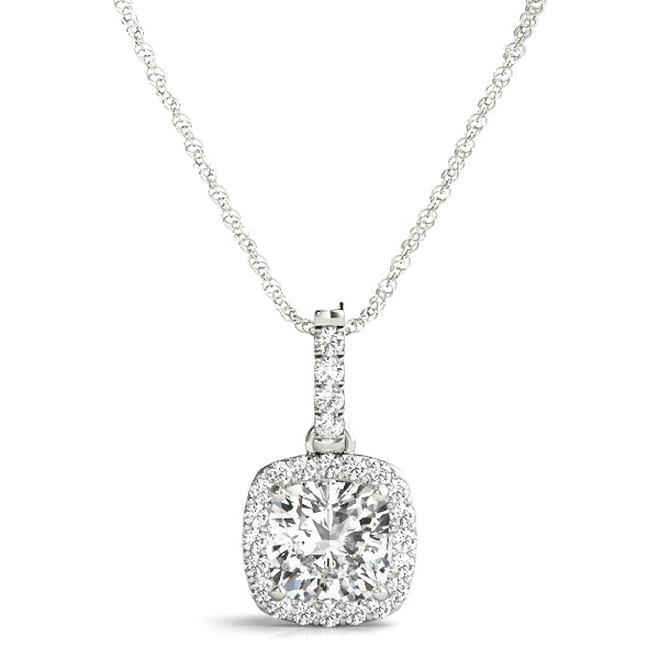 Lab Grown Cushion Cut Halo Pendant