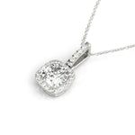 Lab Grown Cushion Cut Halo Pendant