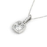 Lab Grown Cushion Cut Halo Pendant