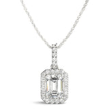 Lab Grown Emerald Cut Halo Pendants