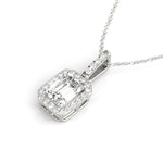 Lab Grown Emerald Cut Halo Pendants