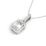 Lab Grown Emerald Cut Halo Pendants