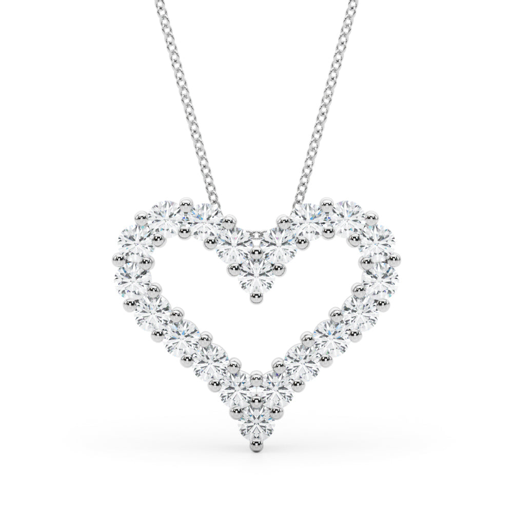 Lab Grown Shared Prong Heart Shape Pendant Necklace
