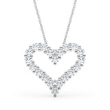Lab Grown Shared Prong Heart Shape Pendant Necklace