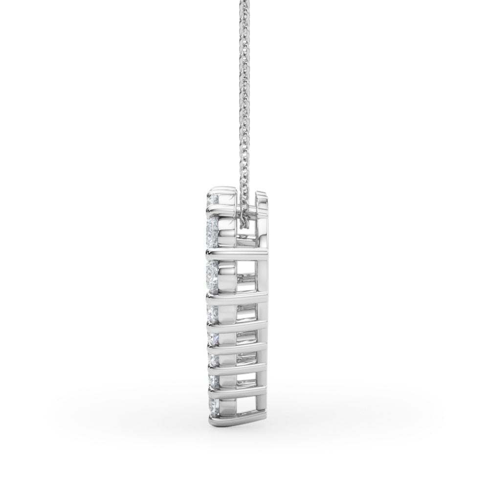 Lab Grown Shared Prong Heart Shape Pendant Necklace