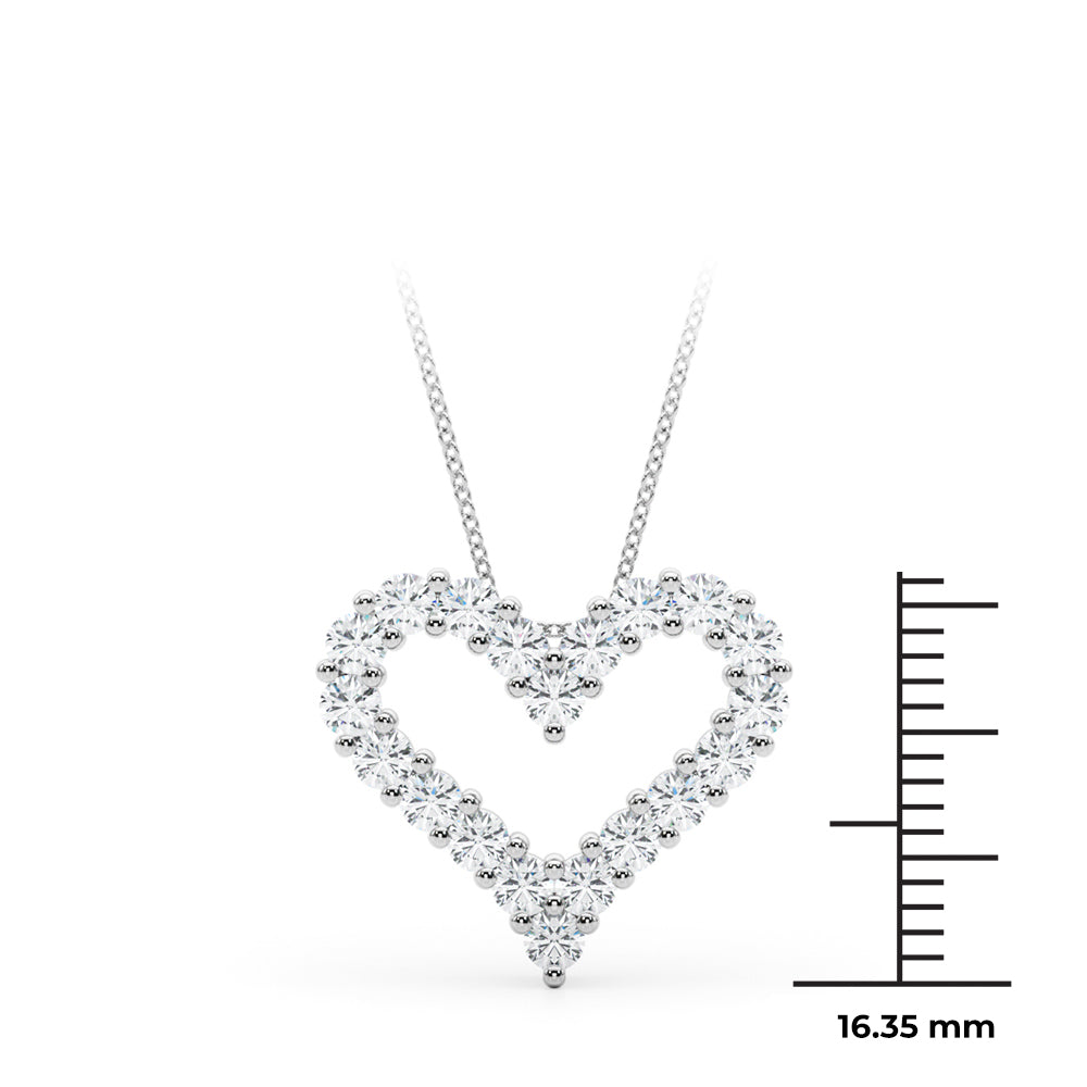 Lab Grown Shared Prong Heart Shape Pendant Necklace