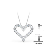 Lab Grown Shared Prong Heart Shape Pendant Necklace