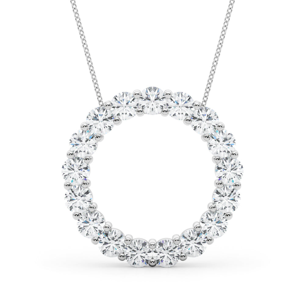 Lab Grown Shared Prong Circle Pendant Necklace