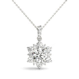 Lab Grown Round Floral Halo Pendant