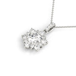 Lab Grown Round Floral Halo Pendant