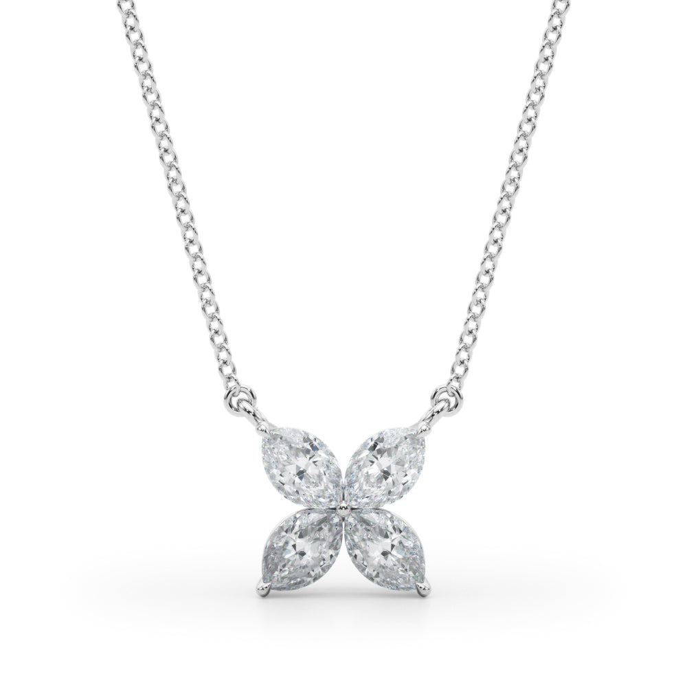 Lab Grown Marquise Flower Pendants