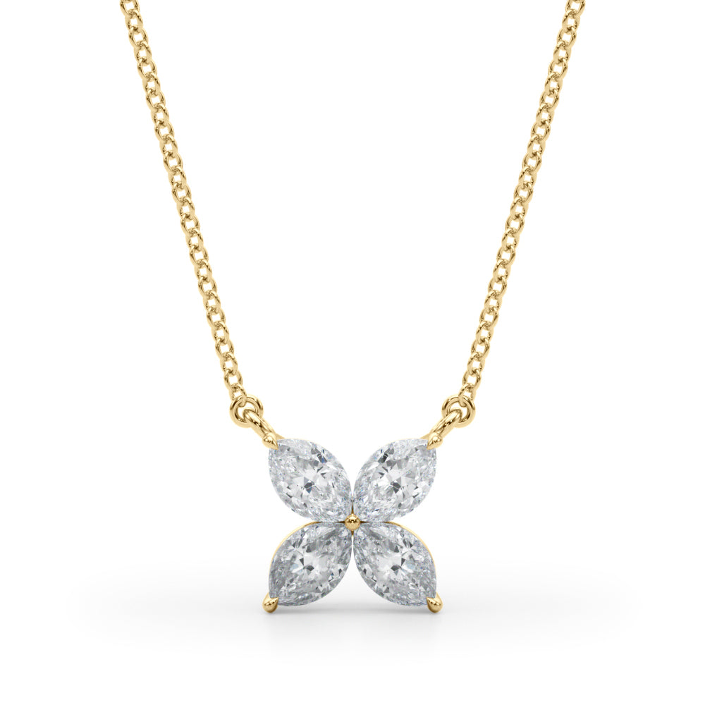 Lab Grown Marquise Flower Pendants