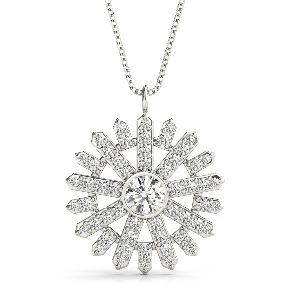 Lab Grown Starburst Bezel Set Pendant Necklace