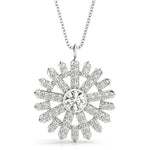 Lab Grown Starburst Bezel Set Pendant Necklace
