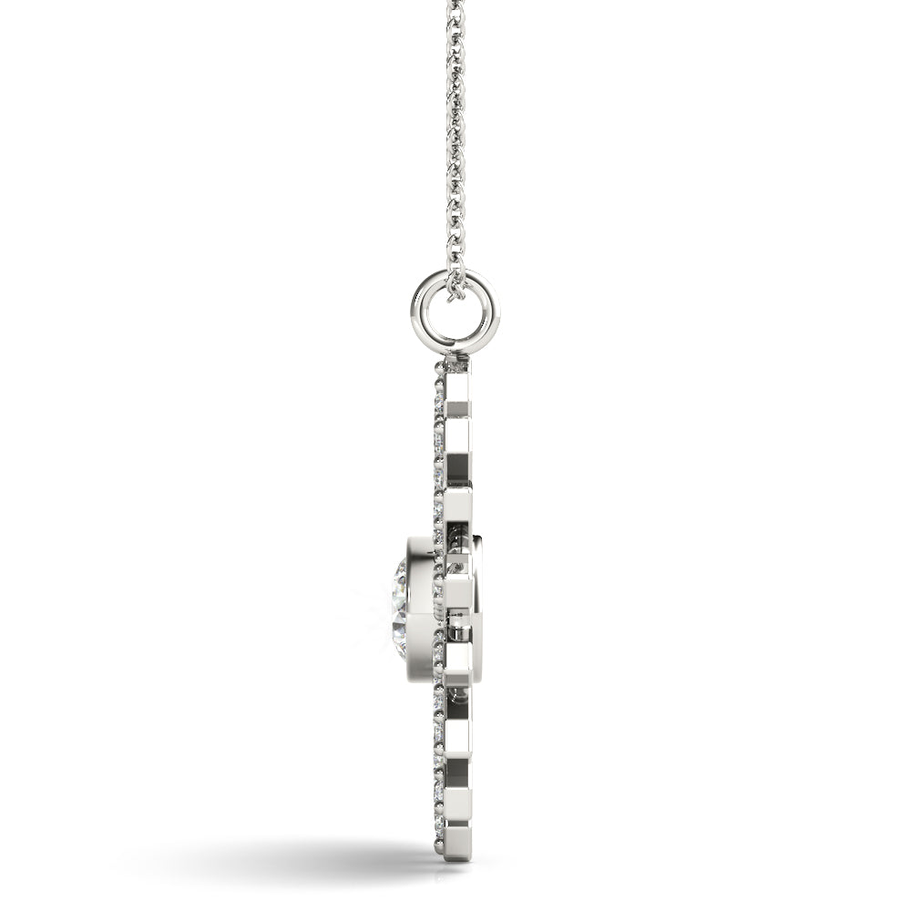 Lab Grown Starburst Bezel Set Pendant Necklace