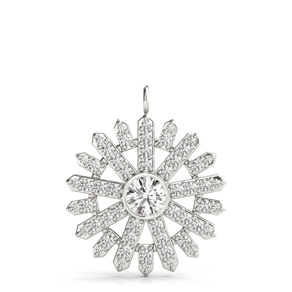 Lab Grown Starburst Bezel Set Pendant Necklace
