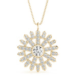 Lab Grown Starburst Bezel Set Pendant Necklace