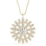 Lab Grown Starburst Bezel Set Pendant Necklace