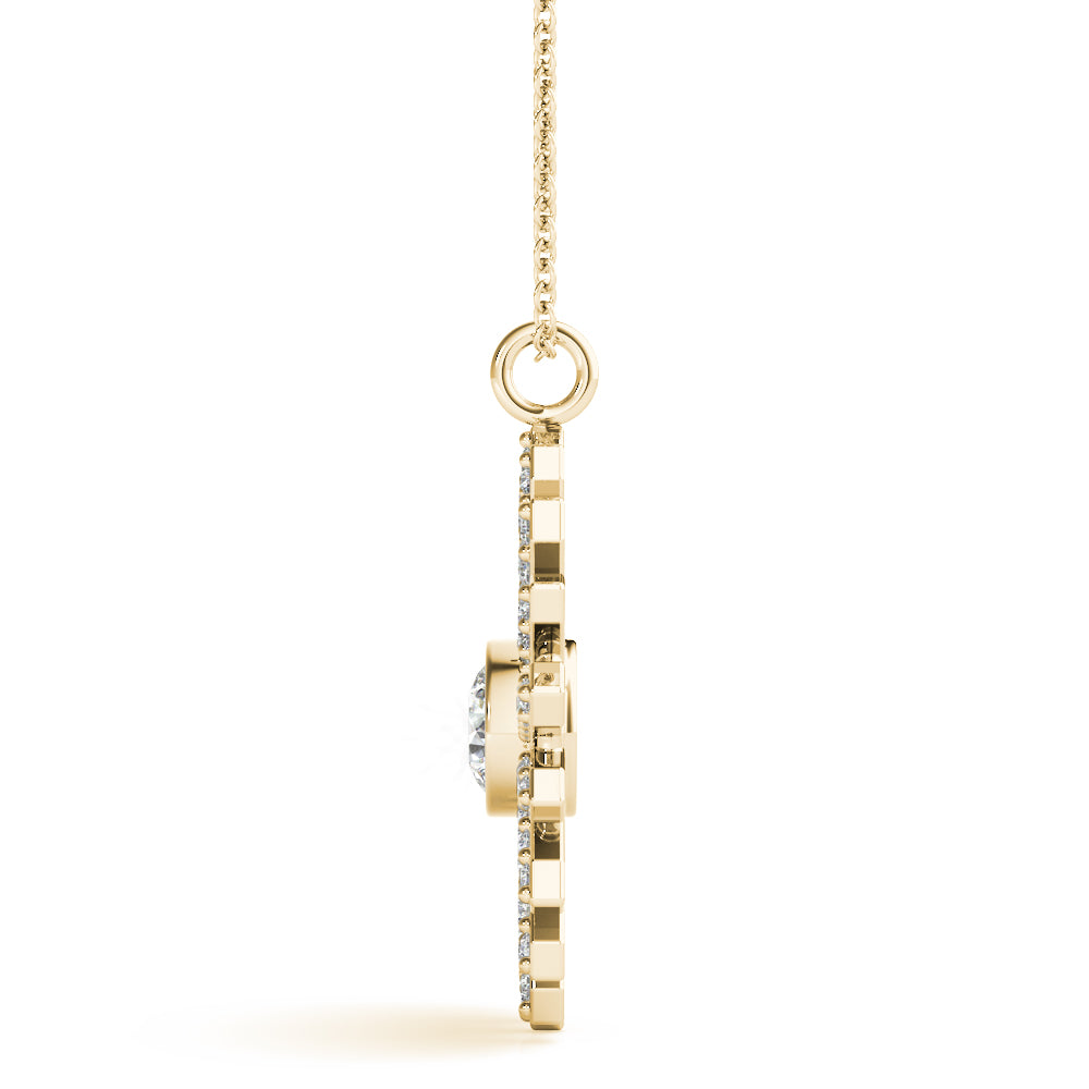 Lab Grown Starburst Bezel Set Pendant Necklace
