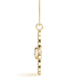 Lab Grown Starburst Bezel Set Pendant Necklace